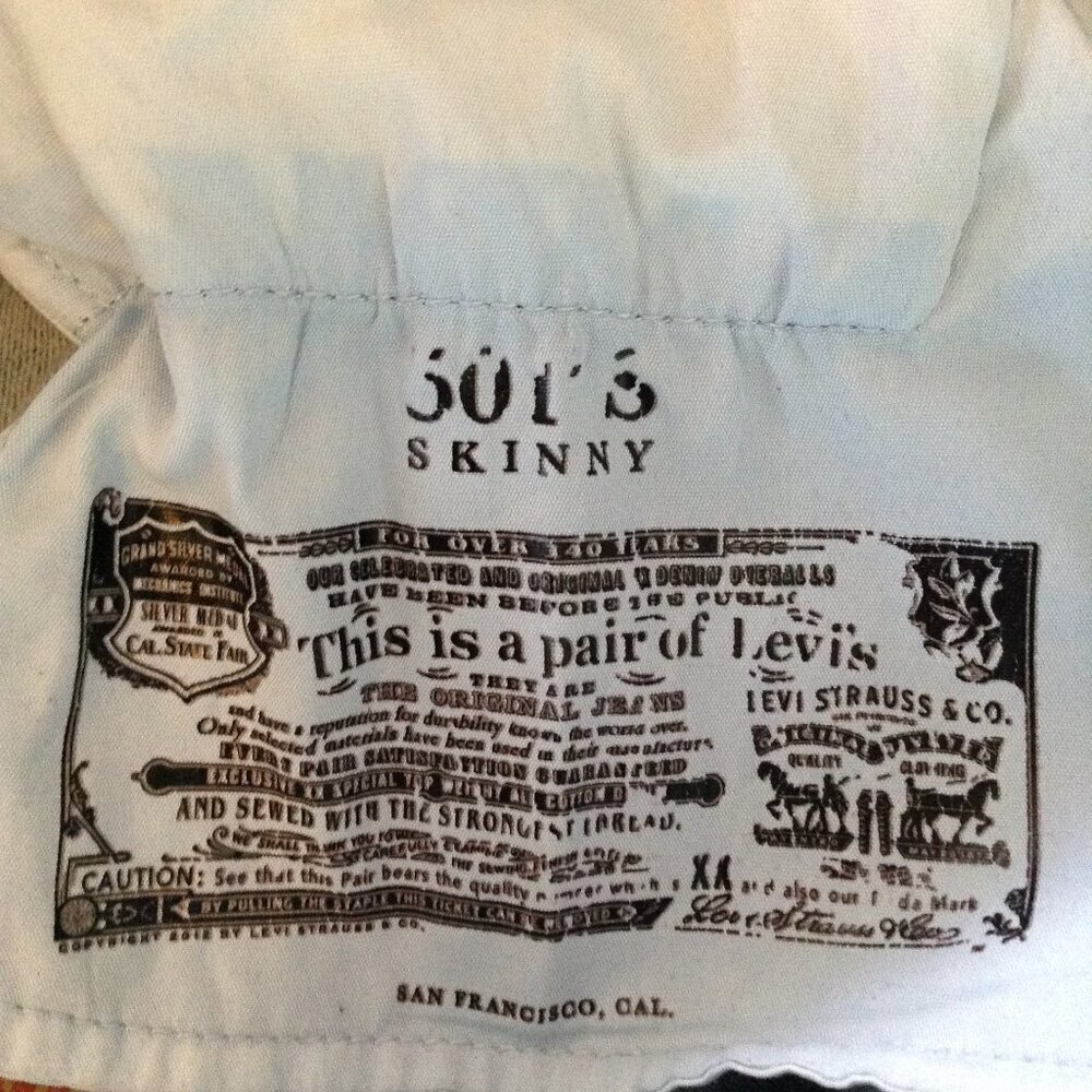 2018 Levi's 501 Skinny; 16 regular, Youth, Denim Jeans, Y2K, Light wash, Boho - Picture 4 of 6